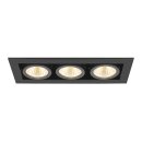 SLV 1007567 Kadux Deckeneinbauleuchte triple 3000K 38° IP 20 quadratisch schwarz