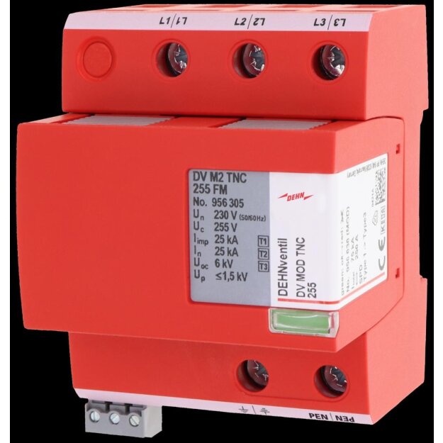 Dehn 956305 Modularer Kombi-Ableiter Typ 1 + 2 + 3 DEHNventil M2 dreipolig für TNC-Systeme mit FM