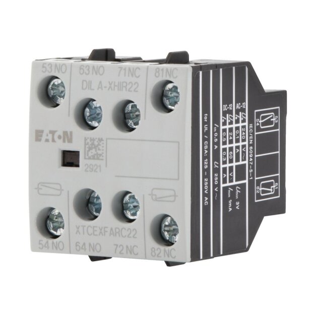 eaton Hilfsschalterbaustein 4 -polig Ith= 16 A 2 S 2 Ö Mikroschalter Frontbefestigung Schraubklemmen DILA DILM7 - DILM38 DILA-XHIR22 139580
