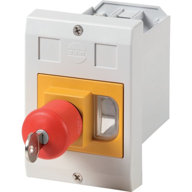 eaton Isolierstoffgehäuse E-PKZ0 Einbau + NOT-AUS-Pilztaster schlüsselbetätigt E-PKZ01-PVS 281637