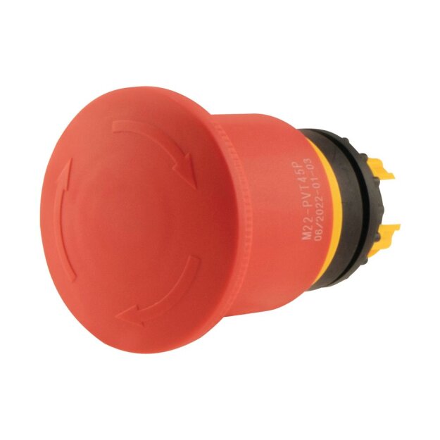 eaton NOT-HALT-/NOT-AUS-Taste RMQ-Titan Palmenform 45 mm unbeleuchtet Drehentriegelung rot gelb RAL 3000 M22-PVT45P 121462