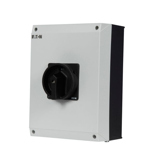 eaton Hauptschalter P3 100 A Aufbau 3-polig 1 Schließer 1 Öffner HALT-Funktion mit schwarzem Drehgriff und Sperrkranz abschließbar in 0-Stellung P3-100/I5/SVB-SW/HI11 207375