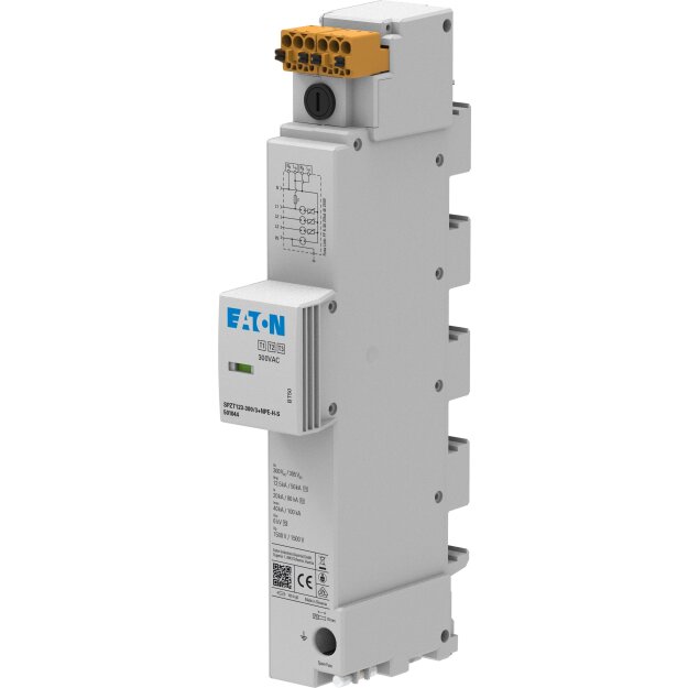 eaton Blitzstrom-Überspannungs-Ableiter für 40-mm-Sammelschiene TN-S/TT 3P 75 kA (10/350)µs Klasse I+II+III/Typ 1+2+3 SPZT123-300/3+NPE-S EP-501043
