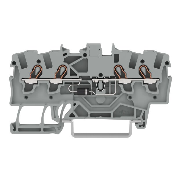 Wago 2001-1411/1000-700 Bauelementklemme 4 Leiter mit Widerstand 120R BF 0207 für Tragschiene 35 x 15 und 35 x 7,5 1,5 mm² Push-in CAGE CLAMP® 1,50 mm² grau