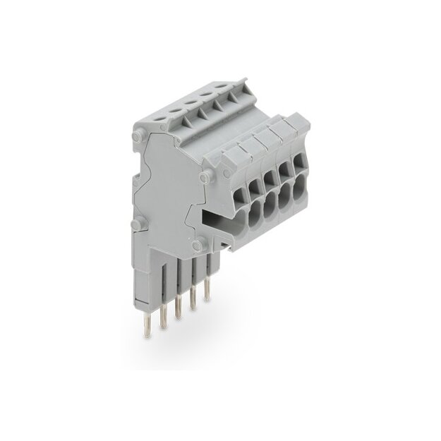 Wago 2001-555 Modularer TOPJOB®S-Steckverbinder anreihbar für Brückerschlitze 5-polig 1,50 mm² grau