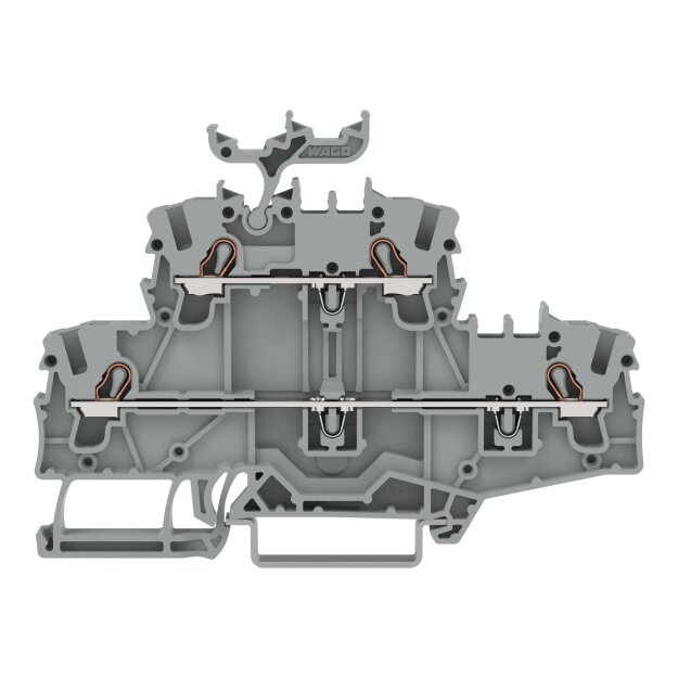 Wago 2002-2731 Doppelstockklemme Durchgangs-/Durchgangsklemme L/L mit Beschriftungsträger für Anwendungen Ex e II geeignet für Tragschiene 35 x 15 und 35 x 7,5 2,5 mm² Push-in CAGE CLAMP® 2,50 mm² grau