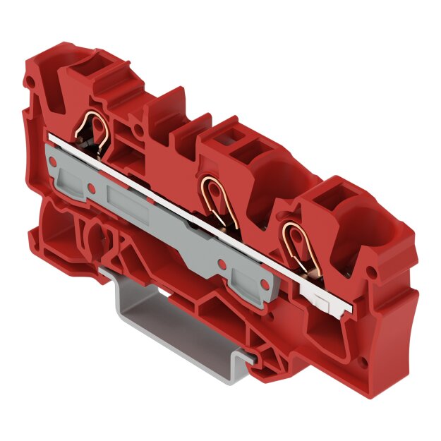 Wago 2006-1303 3-Leiter-Durchgangsklemme 6 mm² für Anwendungen Ex e II geeignet seitliche und mittige Beschriftung für Tragschiene 35 x 15 und 35 x 7,5 Push-in CAGE CLAMP® 6,00 mm² rot