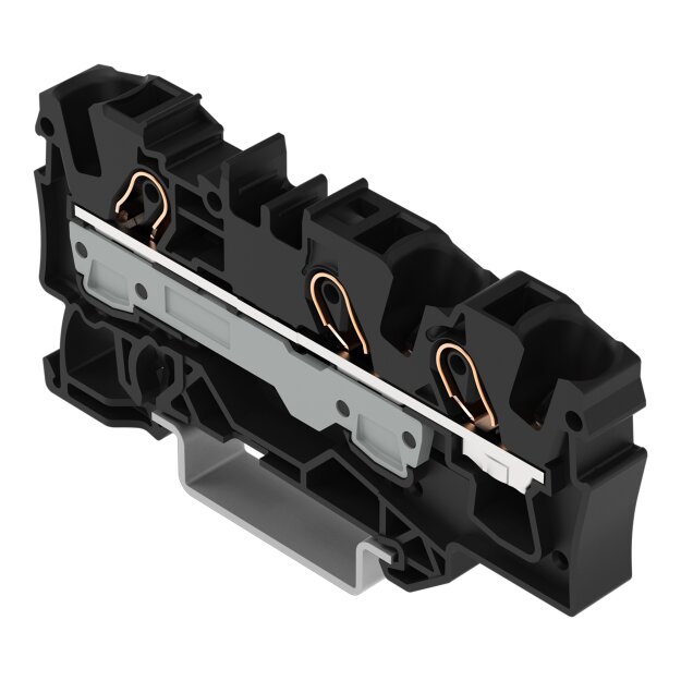 Wago 2006-1305 3-Leiter-Durchgangsklemme 6 mm² für Anwendungen Ex e II geeignet seitliche und mittige Beschriftung für Tragschiene 35 x 15 und 35 x 7,5 Push-in CAGE CLAMP® 6,00 mm² schwarz
