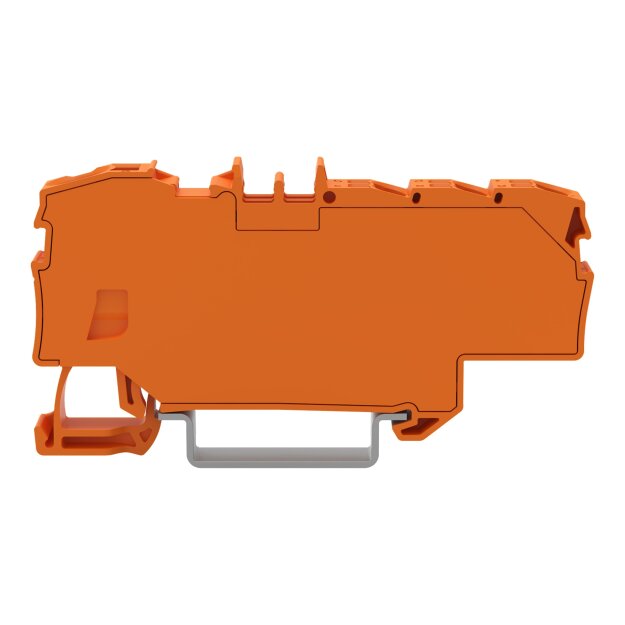 Wago 2006-8032 Verteilerklemme mit Betätigungsöffnung 1 x 6 mm² / 6 x 1,5 mm² mit integrierter Abschlussplatte seitliche und mittige Beschriftung für Tragschiene 35 x 15 und 35 x 7,5 Push-in CAGE CLAMP® 6,00 mm² orange