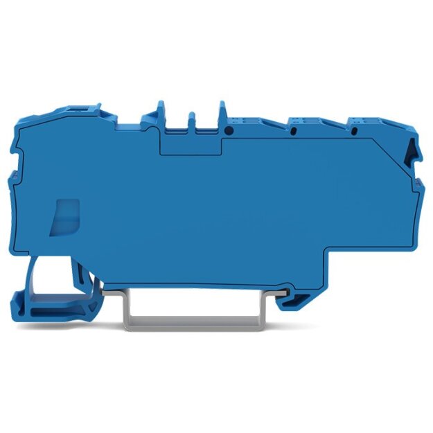 Wago 2006-8034 Verteilerklemme mit Betätigungsöffnung 1 x 6 mm² / 6 x 1,5 mm² mit integrierter Abschlussplatte seitliche und mittige Beschriftung für Tragschiene 35 x 15 und 35 x 7,5 Push-in CAGE CLAMP® 6,00 mm² blau