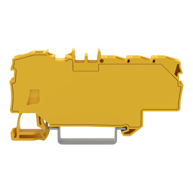 Wago 2006-8036 Verteilerklemme mit Betätigungsöffnung 1 x 6 mm² / 6 x 1,5 mm² mit integrierter Abschlussplatte seitliche und mittige Beschriftung für Tragschiene 35 x 15 und 35 x 7,5 Push-in CAGE CLAMP® 6,00 mm² gelb