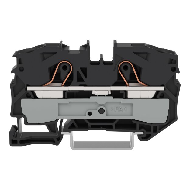 Wago 2016-1205 2-Leiter-Durchgangsklemme 16 mm² für Anwendungen Ex e II geeignet seitliche und mittige Beschriftung für Tragschiene 35 x 15 und 35 x 7,5 Push-in CAGE CLAMP® 16,00 mm² schwarz