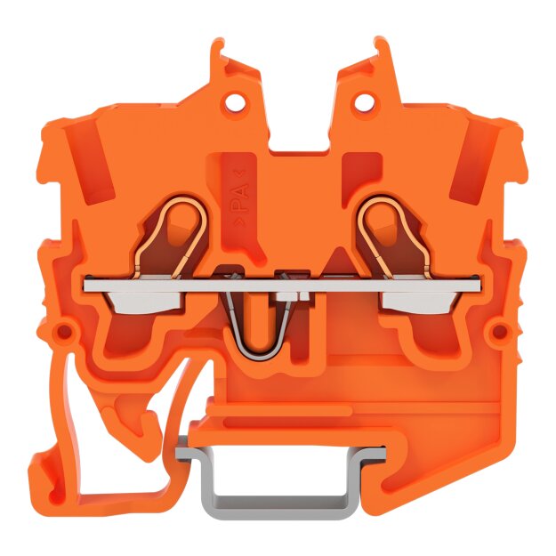 Wago 2050-1202 2-Leiter-Mini-Durchgangsklemme mit Betätigungsöffnung 1 mm² mit Prüföffnung seitliche und mittige Beschriftung für Tragschiene 15 Push-in CAGE CLAMP® 1,00 mm² orange