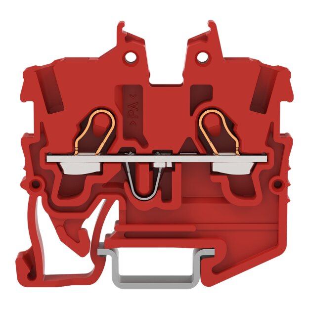 Wago 2050-1203 2-Leiter-Mini-Durchgangsklemme mit Betätigungsöffnung 1 mm² mit Prüföffnung seitliche und mittige Beschriftung für Tragschiene 15 Push-in CAGE CLAMP® 1,00 mm² rot