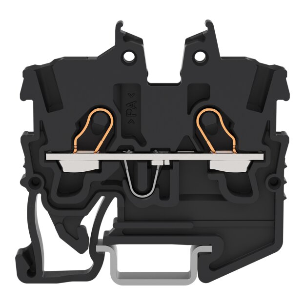 Wago 2050-1205 2-Leiter-Mini-Durchgangsklemme mit Betätigungsöffnung 1 mm² mit Prüföffnung seitliche und mittige Beschriftung für Tragschiene 15 Push-in CAGE CLAMP® 1,00 mm² schwarz