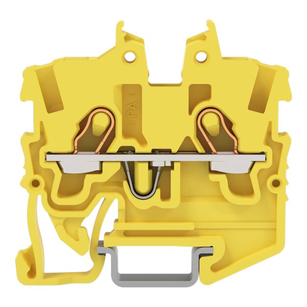 Wago 2050-1206 2-Leiter-Mini-Durchgangsklemme mit Betätigungsöffnung 1 mm² mit Prüföffnung seitliche und mittige Beschriftung für Tragschiene 15 Push-in CAGE CLAMP® 1,00 mm² gelb