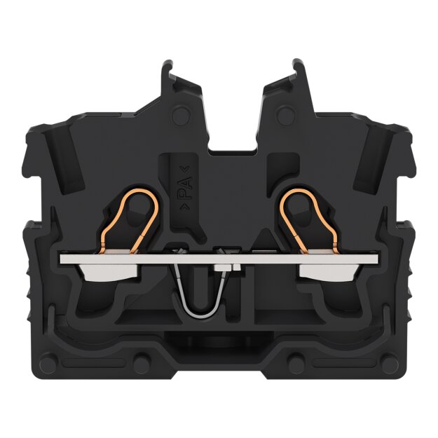 Wago 2050-305 2-Leiter-Mini-Durchgangsklemme mit Betätigungsöffnung 1 mm² Endklemme mit Befestigungsflansch seitliche und mittige Beschriftung mit Prüföffnung Push-in CAGE CLAMP® 1,00 mm² schwarz