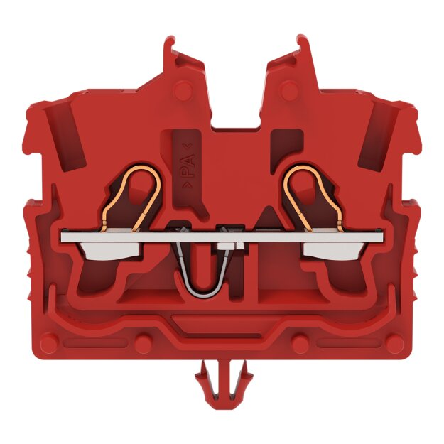 Wago 2050-313 2-Leiter-Mini-Durchgangsklemme mit Betätigungsöffnung 1 mm² mit Rastfuß seitliche und mittige Beschriftung mit Prüföffnung Push-in CAGE CLAMP® 1,00 mm² rot