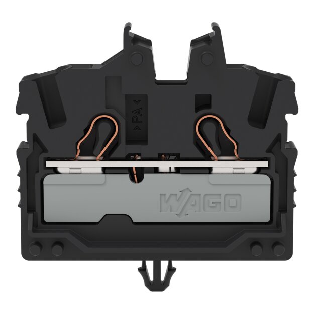Wago 2052-315 2-Leiter-Mini-Durchgangsklemme mit Betätigungsöffnung 2,5 mm² mit Rastfuß seitliche und mittige Beschriftung mit Prüföffnung Push-in CAGE CLAMP® 2,50 mm² schwarz