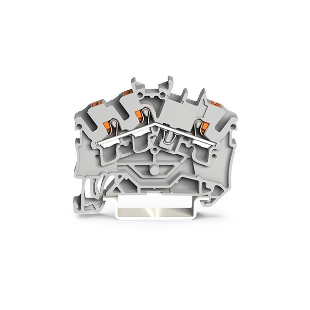 Wago 2202-6301 3-Leiter-Durchgangsklemme mit Drücker 2,5 mm² für Anwendungen Ex e II geeignet seitliche und mittige Beschriftung für Tragschiene 35 x 15 und 35 x 7,5 Push-in CAGE CLAMP® 2,50 mm² grau