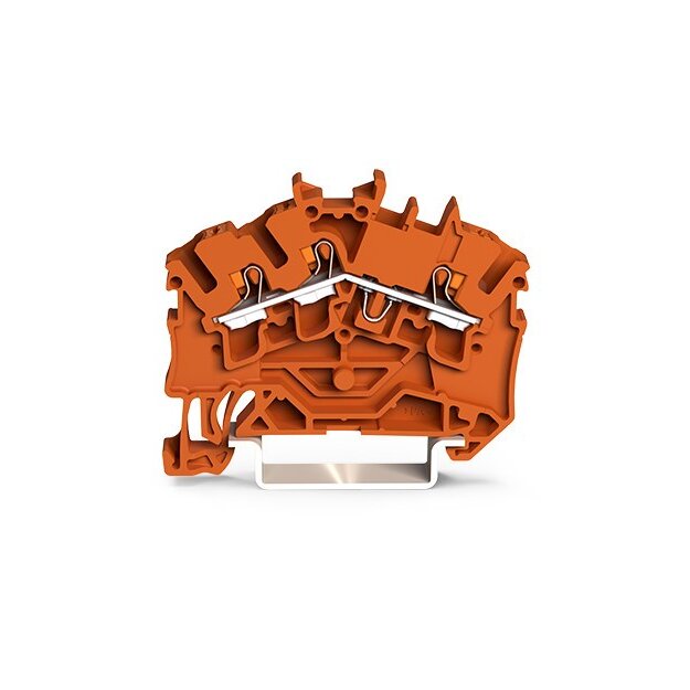 Wago 2202-6302 3-Leiter-Durchgangsklemme mit Drücker 2,5 mm² für Anwendungen Ex e II geeignet seitliche und mittige Beschriftung für Tragschiene 35 x 15 und 35 x 7,5 Push-in CAGE CLAMP® 2,50 mm² orange