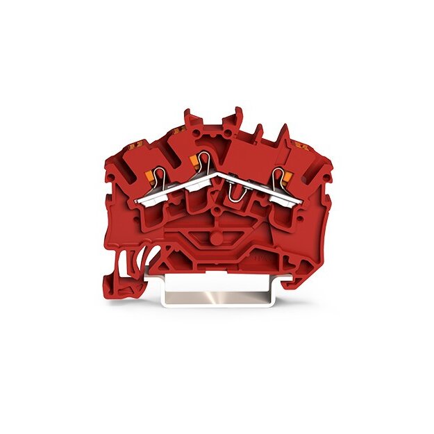 Wago 2202-6303 3-Leiter-Durchgangsklemme mit Drücker 2,5 mm² für Anwendungen Ex e II geeignet seitliche und mittige Beschriftung für Tragschiene 35 x 15 und 35 x 7,5 Push-in CAGE CLAMP® 2,50 mm² rot