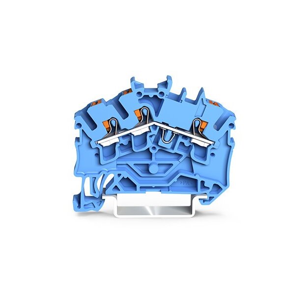 Wago 2202-6304 3-Leiter-Durchgangsklemme mit Drücker 2,5 mm² für Anwendungen Ex e II u. Ex i geeignet seitliche und mittige Beschriftung für Tragschiene 35 x 15 und 35 x 7,5 Push-in CAGE CLAMP® 2,50 mm² blau
