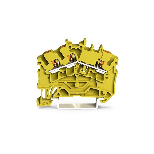 Wago 2202-6306 3-Leiter-Durchgangsklemme mit Drücker 2,5 mm² für Anwendungen Ex e II geeignet seitliche und mittige Beschriftung für Tragschiene 35 x 15 und 35 x 7,5 Push-in CAGE CLAMP® 2,50 mm² gelb
