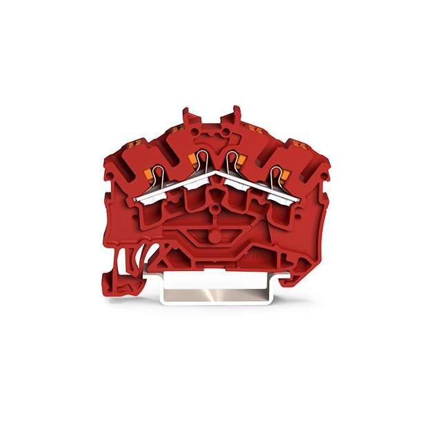 Wago 2202-6403 4-Leiter-Durchgangsklemme mit Drücker 2,5 mm² für Anwendungen Ex e II geeignet seitliche und mittige Beschriftung für Tragschiene 35 x 15 und 35 x 7,5 Push-in CAGE CLAMP® 2,50 mm² rot