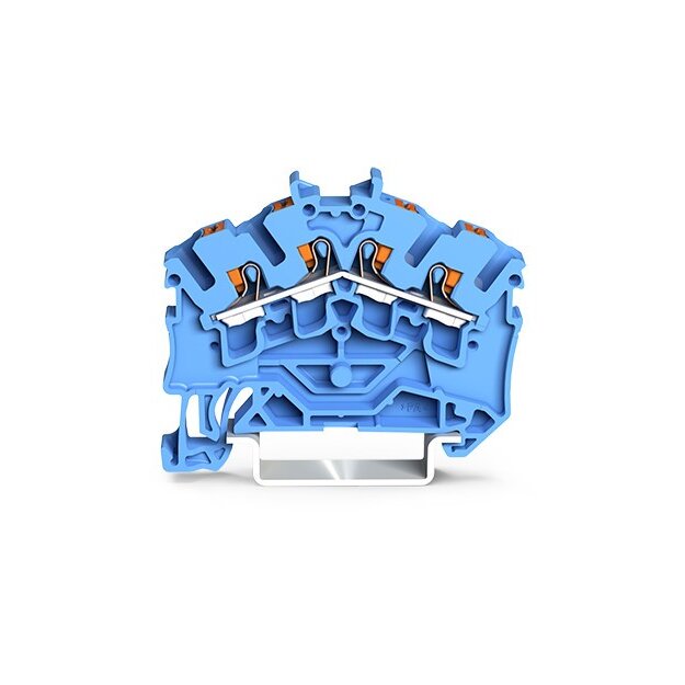 Wago 2202-6404 4-Leiter-Durchgangsklemme mit Drücker 2,5 mm² für Anwendungen Ex e II geeignet seitliche und mittige Beschriftung für Tragschiene 35 x 15 und 35 x 7,5 Push-in CAGE CLAMP® 2,50 mm² blau
