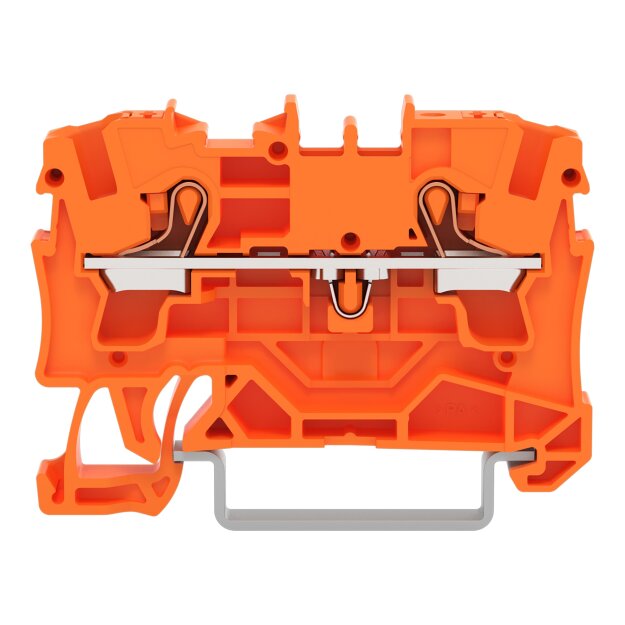 Wago 2204-1202 2-Leiter-Durchgangsklemme mit Drücker 4 mm² mit Prüföffnung für Anwendungen Ex e II geeignet seitliche und mittige Beschriftung für Tragschiene 35 x 15 und 35 x 7,5 Push-in CAGE CLAMP® 4,00 mm² orange
