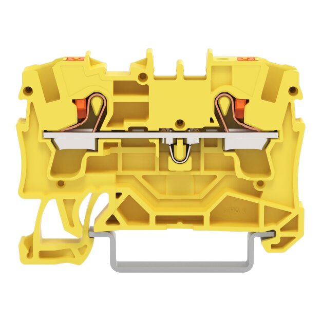 Wago 2204-1206 2-Leiter-Durchgangsklemme mit Drücker 4 mm² mit Prüföffnung für Anwendungen Ex e II geeignet seitliche und mittige Beschriftung für Tragschiene 35 x 15 und 35 x 7,5 Push-in CAGE CLAMP® 4,00 mm² gelb