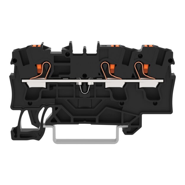 Wago 2204-1305 3-Leiter-Durchgangsklemme mit Drücker 4 mm² mit Prüföffnung für Anwendungen Ex e II geeignet seitliche und mittige Beschriftung für Tragschiene 35 x 15 und 35 x 7,5 Push-in CAGE CLAMP® 4,00 mm² schwarz
