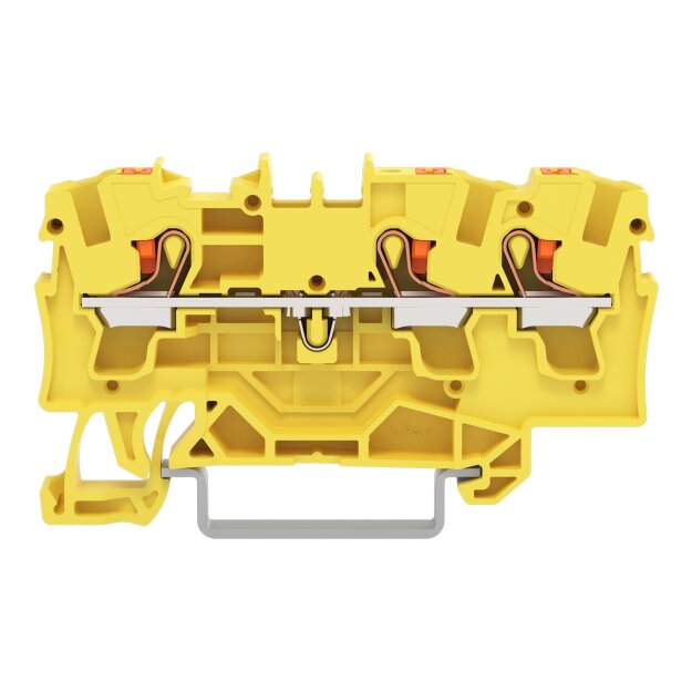 Wago 2204-1306 3-Leiter-Durchgangsklemme mit Drücker 4 mm² mit Prüföffnung für Anwendungen Ex e II geeignet seitliche und mittige Beschriftung für Tragschiene 35 x 15 und 35 x 7,5 Push-in CAGE CLAMP® 4,00 mm² gelb