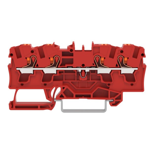 Wago 2204-1403 4-Leiter-Durchgangsklemme mit Drücker 4 mm² mit Prüföffnung für Anwendungen Ex e II geeignet seitliche und mittige Beschriftung für Tragschiene 35 x 15 und 35 x 7,5 Push-in CAGE CLAMP® 4,00 mm² rot