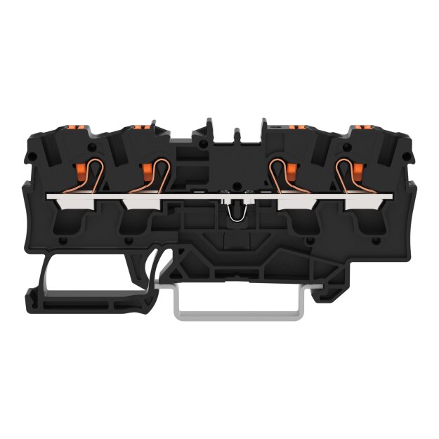 Wago 2204-1405 4-Leiter-Durchgangsklemme mit Drücker 4 mm² mit Prüföffnung für Anwendungen Ex e II geeignet seitliche und mittige Beschriftung für Tragschiene 35 x 15 und 35 x 7,5 Push-in CAGE CLAMP® 4,00 mm² schwarz