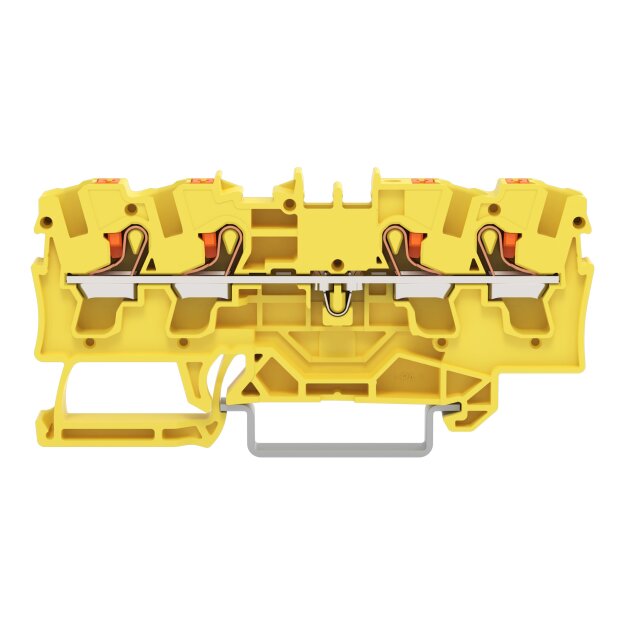 Wago 2204-1406 4-Leiter-Durchgangsklemme mit Drücker 4 mm² mit Prüföffnung für Anwendungen Ex e II geeignet seitliche und mittige Beschriftung für Tragschiene 35 x 15 und 35 x 7,5 Push-in CAGE CLAMP® 4,00 mm² gelb