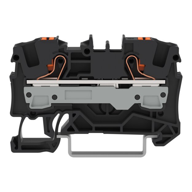 Wago 2206-1205 2-Leiter-Durchgangsklemme mit Drücker 6 mm² mit Prüföffnung für Anwendungen Ex e II geeignet seitliche und mittige Beschriftung für Tragschiene 35 x 15 und 35 x 7,5 Push-in CAGE CLAMP® 6,00 mm² schwarz