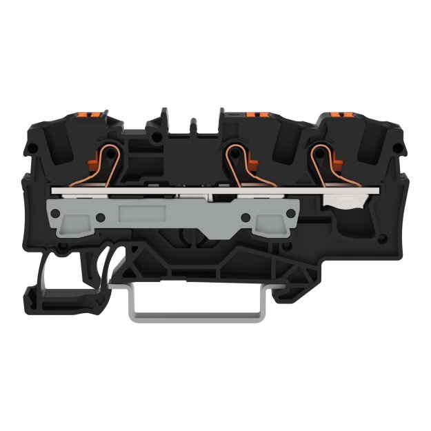 Wago 2206-1305 3-Leiter-Durchgangsklemme mit Drücker 6 mm² mit Prüföffnung für Anwendungen Ex e II geeignet seitliche und mittige Beschriftung für Tragschiene 35 x 15 und 35 x 7,5 Push-in CAGE CLAMP® 6,00 mm² schwarz