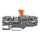 Wago 2206-1673 2-Leiter-Trennklemme mit schwenkbarem Trennmesser mit Prüfmöglichkeit Trennmesserhalter orange mit Drücker für Tragschiene 35 x 15 und 35 x 7,5 6 mm² Push-in CAGE CLAMP® 6,00 mm² rot