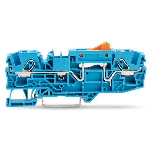 Wago 2206-1674 2-Leiter-Trennklemme mit schwenkbarem Trennmesser mit Prüfmöglichkeit Trennmesserhalter orange mit Drücker für Tragschiene 35 x 15 und 35 x 7,5 6 mm² Push-in CAGE CLAMP® 6,00 mm² blau
