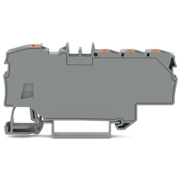 Wago 2206-8031 Verteilerklemme mit Drücker 1 x 6 mm² / 6 x 1,5 mm² mit integrierter Abschlussplatte für Anwendungen Ex e II geeignet seitliche und mittige Beschriftung für Tragschiene 35 x 15 und 35 x 7,5 Push-in CAGE CLAMP® 6,00 mm² grau
