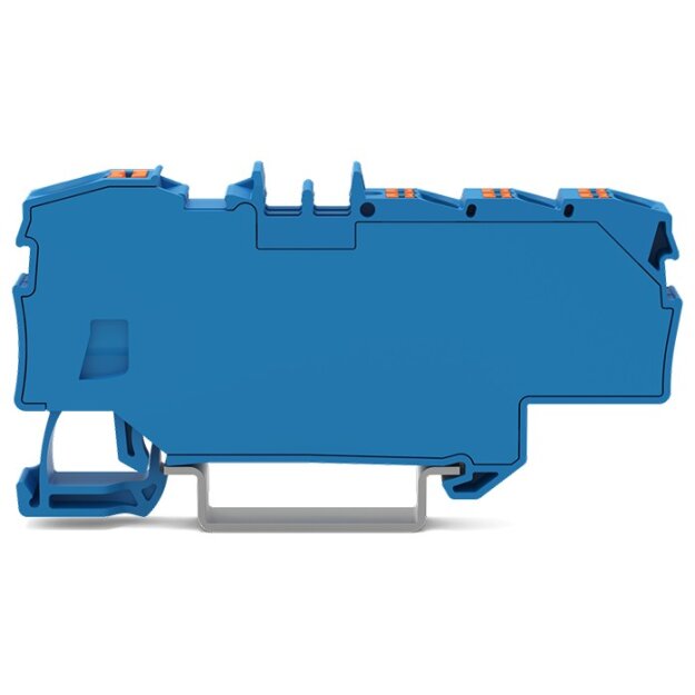 Wago 2206-8034 Verteilerklemme mit Drücker 1 x 6 mm² / 6 x 1,5 mm² mit integrierter Abschlussplatte für Anwendungen Ex e II u. Ex i geeignet seitliche und mittige Beschriftung für Tragschiene 35 x 15 und 35 x 7,5 Push-in CAGE CLAMP® 6,00 mm² blau