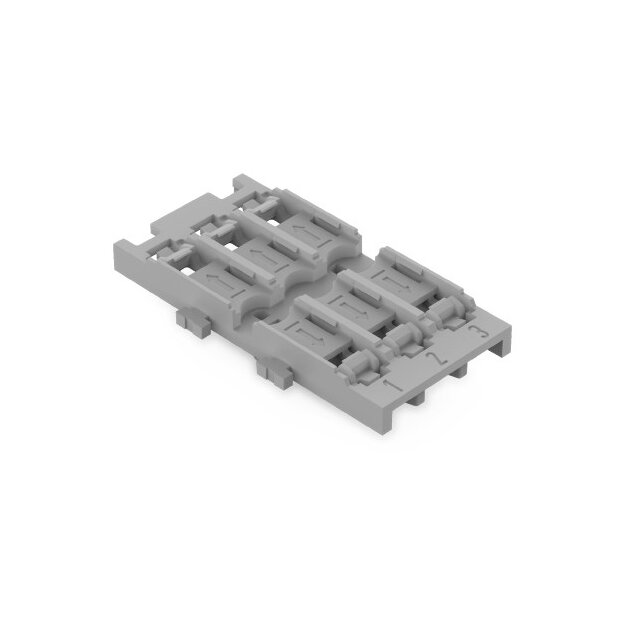 Wago 221-2533 Befestigungsadapter 3-fach für Durchgangsverbinder mit Hebel mit Rastfuß grau