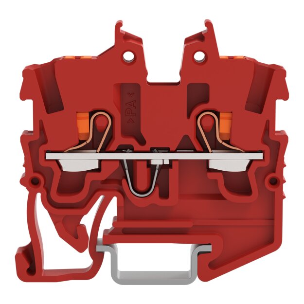 Wago 2250-1203 2-Leiter-Mini-Durchgangsklemme mit Drücker 1 mm² für Tragschiene 15 seitliche und mittige Beschriftung mit Prüföffnung Push-in CAGE CLAMP® 1,00 mm² rot