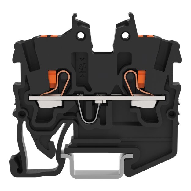 Wago 2250-1205 2-Leiter-Mini-Durchgangsklemme mit Drücker 1 mm² für Tragschiene 15 seitliche und mittige Beschriftung mit Prüföffnung Push-in CAGE CLAMP® 1,00 mm² schwarz