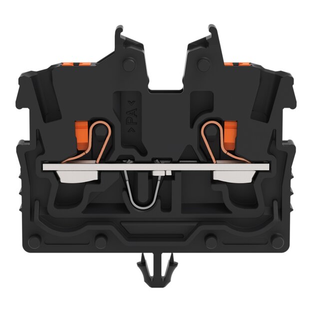 Wago 2250-315 2-Leiter-Mini-Durchgangsklemme mit Drücker 1 mm² mit Rastfuß seitliche und mittige Beschriftung mit Prüföffnung Push-in CAGE CLAMP® 1,00 mm² schwarz