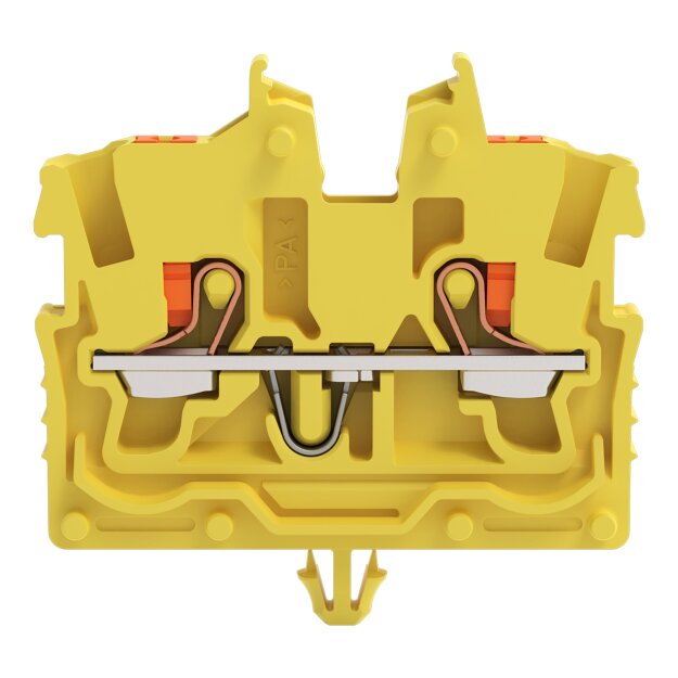 Wago 2250-316 2-Leiter-Mini-Durchgangsklemme mit Drücker 1 mm² mit Rastfuß seitliche und mittige Beschriftung mit Prüföffnung Push-in CAGE CLAMP® 1,00 mm² gelb