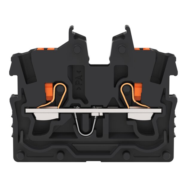 Wago 2250-325 2-Leiter-Mini-Durchgangsklemme mit Drücker 1 mm² Mittelklemme ohne Rastfuß, ohne Flansch seitliche und mittige Beschriftung mit Prüföffnung Push-in CAGE CLAMP® 1,00 mm² schwarz
