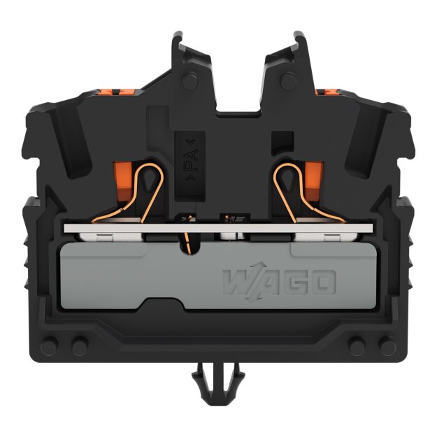 Wago 2252-315 2-Leiter-Mini-Durchgangsklemme mit Drücker 2,5 mm² mit Rastfuß seitliche und mittige Beschriftung mit Prüföffnung Push-in CAGE CLAMP® 2,50 mm² schwarz